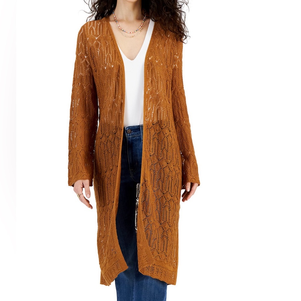 Hooked Up By Iot Juniors' Pointelle Duster Cardigan
